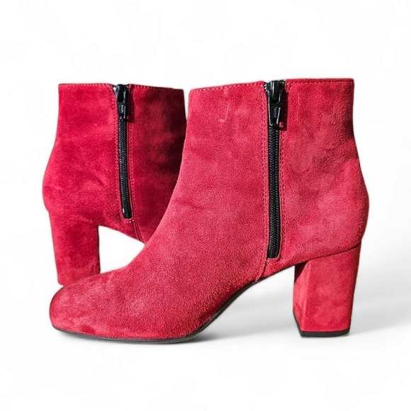 Eric Michael Arco Red Suede Chunky Heel Ankle Boots Size 36/5 - Picture 2 of 12